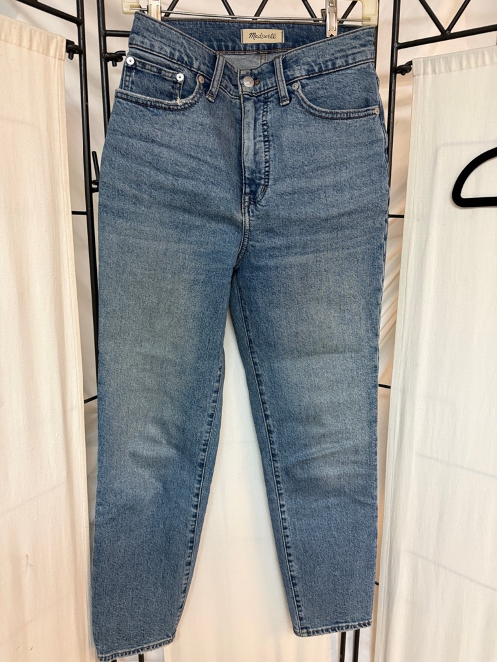Madewell High-Rise Straight Jeans in Mid Blue Wash